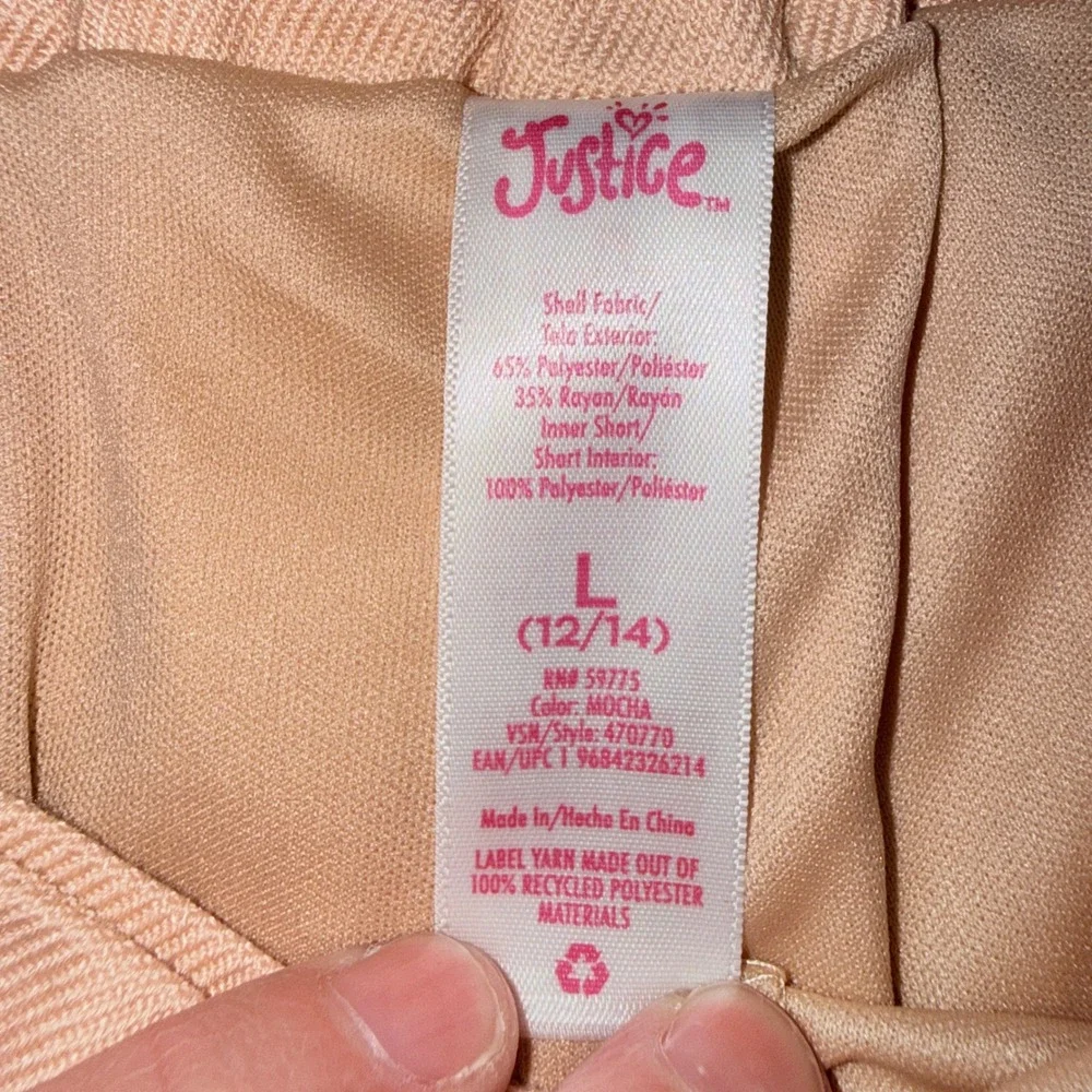 Justice Asymmetrical Pleated Skort Kids Size L 12/14 New Mocha Peach Gold Button